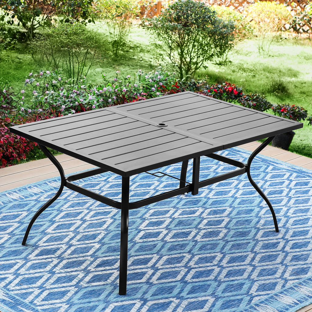 7-Piece Outdoor Patio Dining Set with 6 Rocking Chairs and 1 Metal Table N451997
