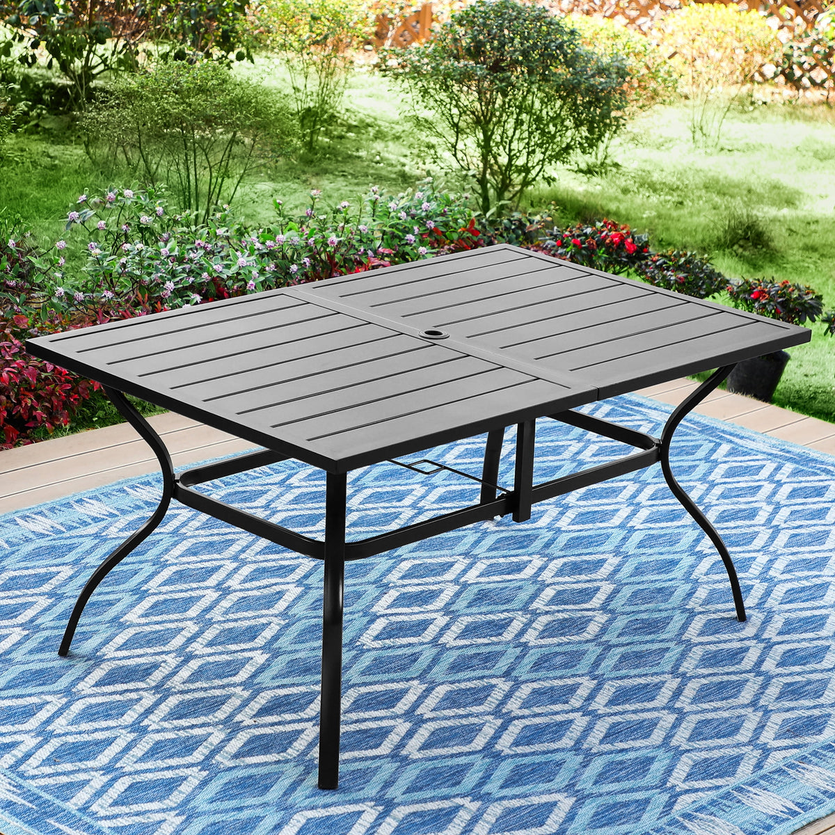 7-Piece Outdoor Patio Dining Set with 6 Rocking Chairs and 1 Metal Table N451997