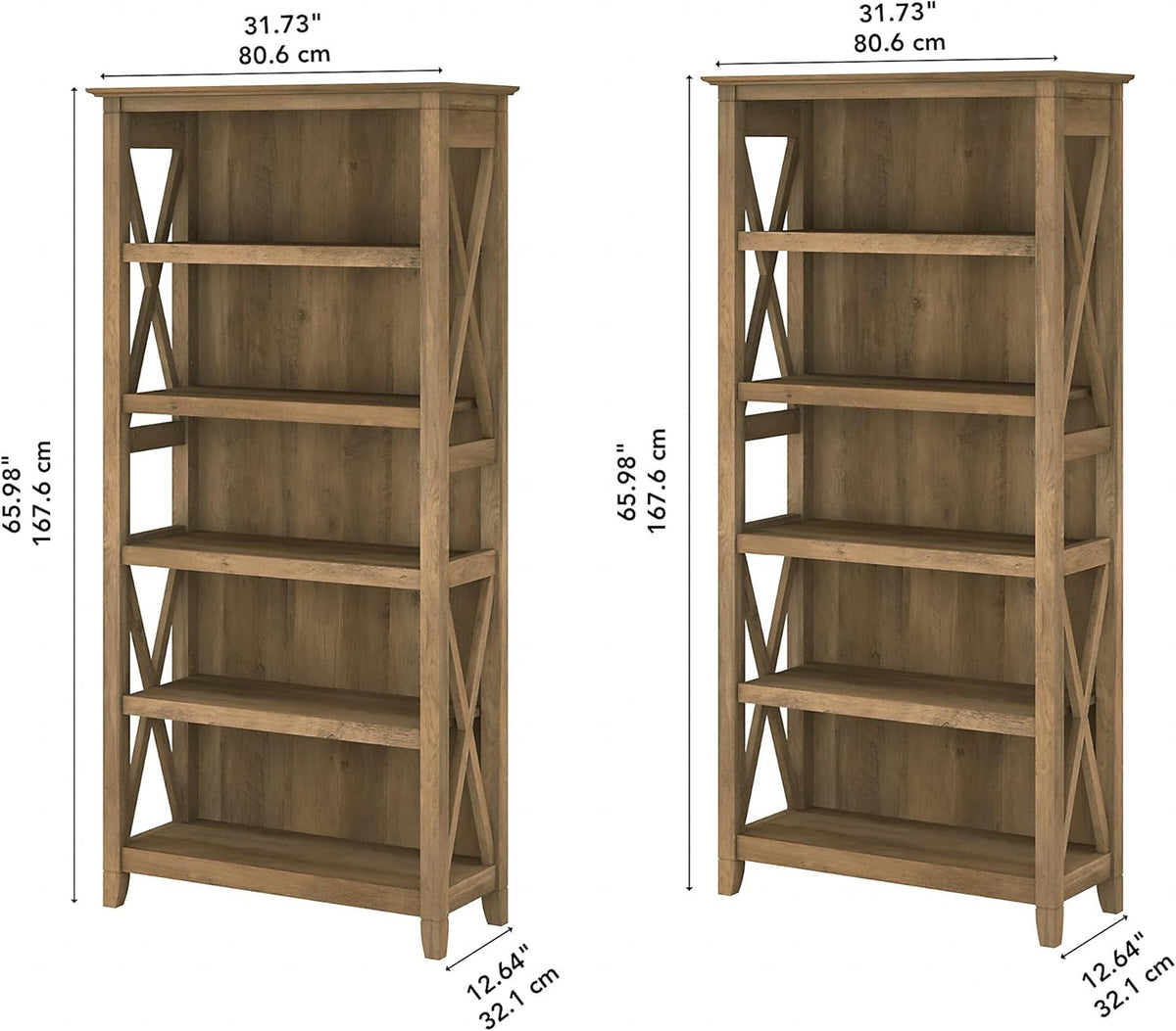5 Shelf Bookcase Set, Reclaimed Pine V194
