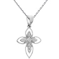 14K White Gold Diamond Cross with 18" Chain X179