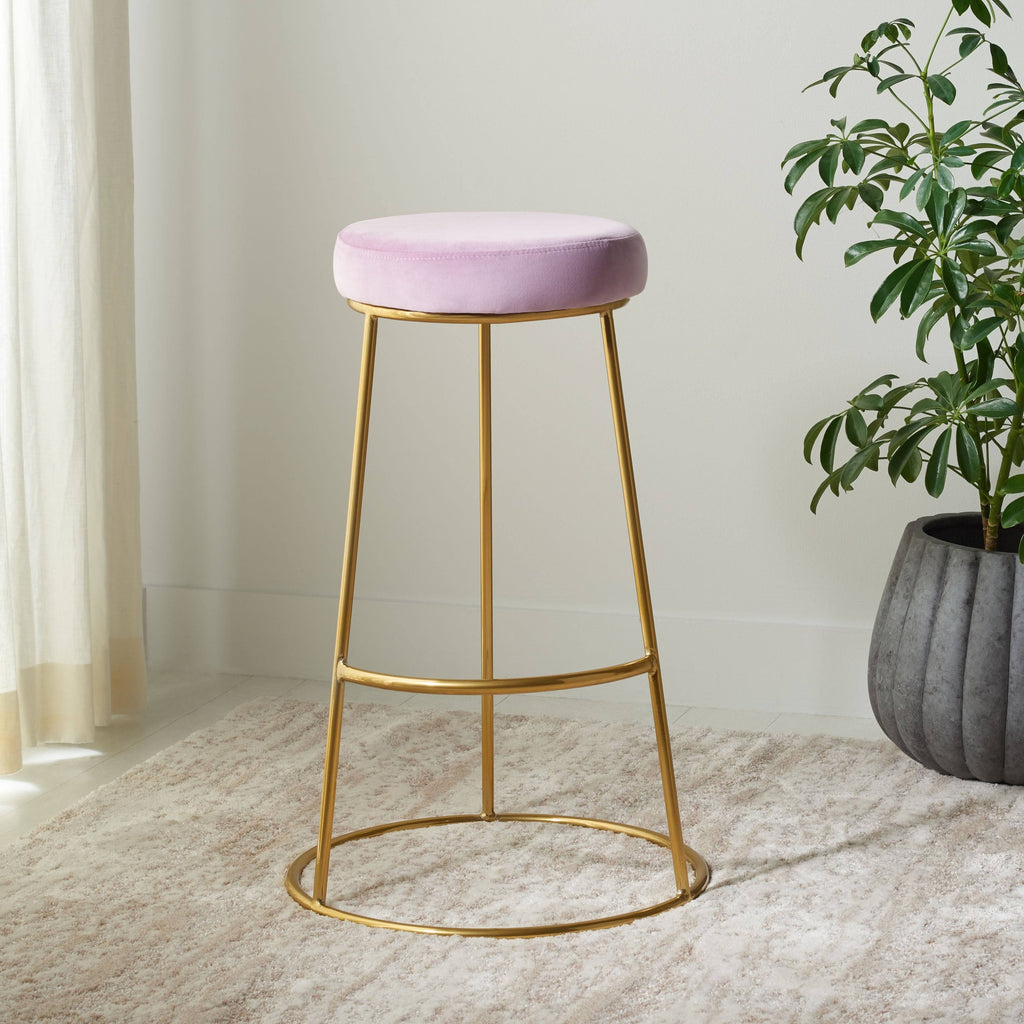 Dusty Blush / Gold Round Bar Stool H14717