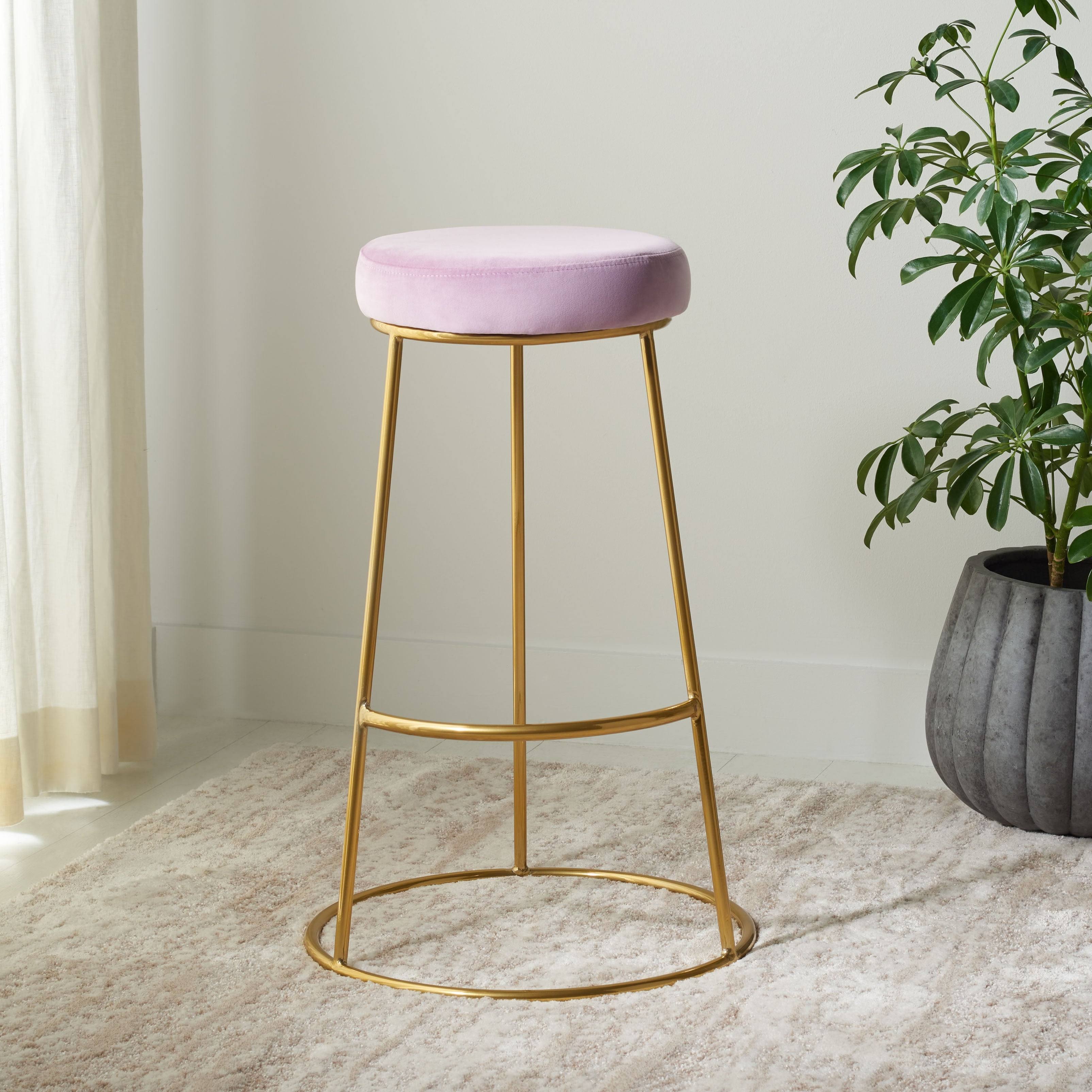 Dusty Blush / Gold Round Bar Stool H14717