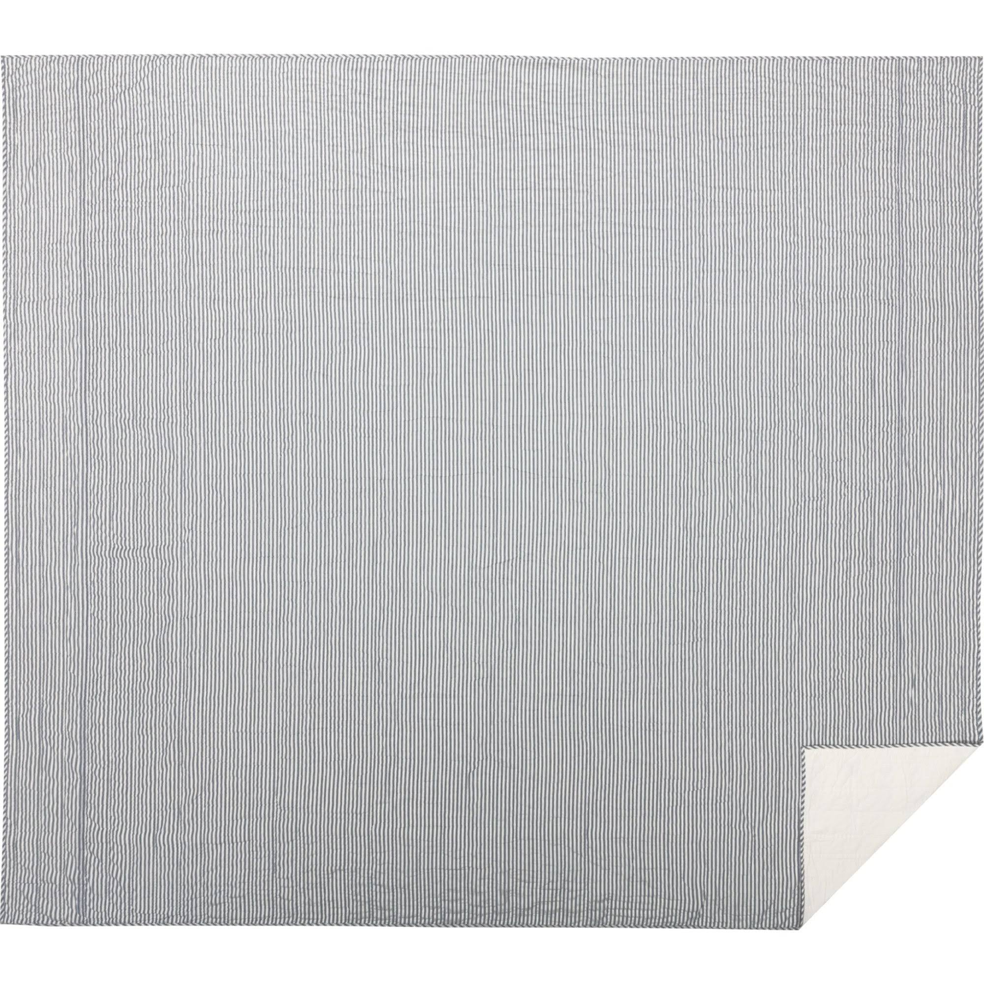 Red Ticking Stripe California King Quilt Coverlet X5743