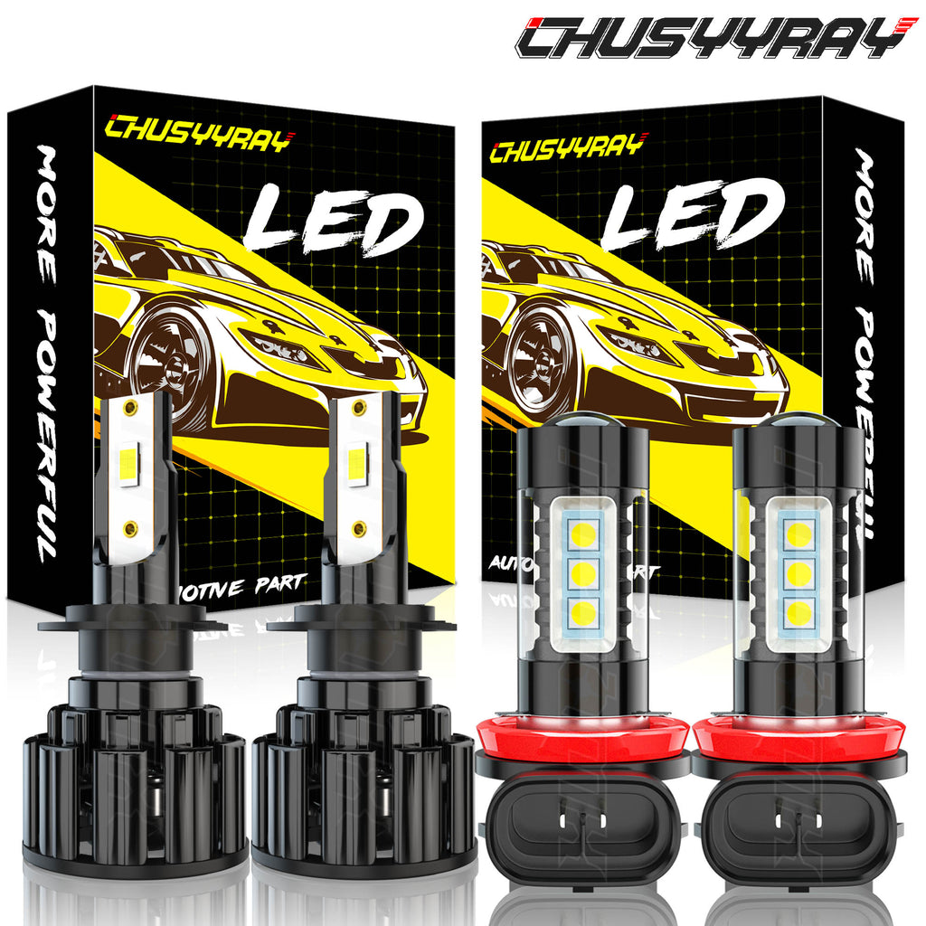 4x H7 LED Headlight High Beam + H11 Fog Light Bulbs N453