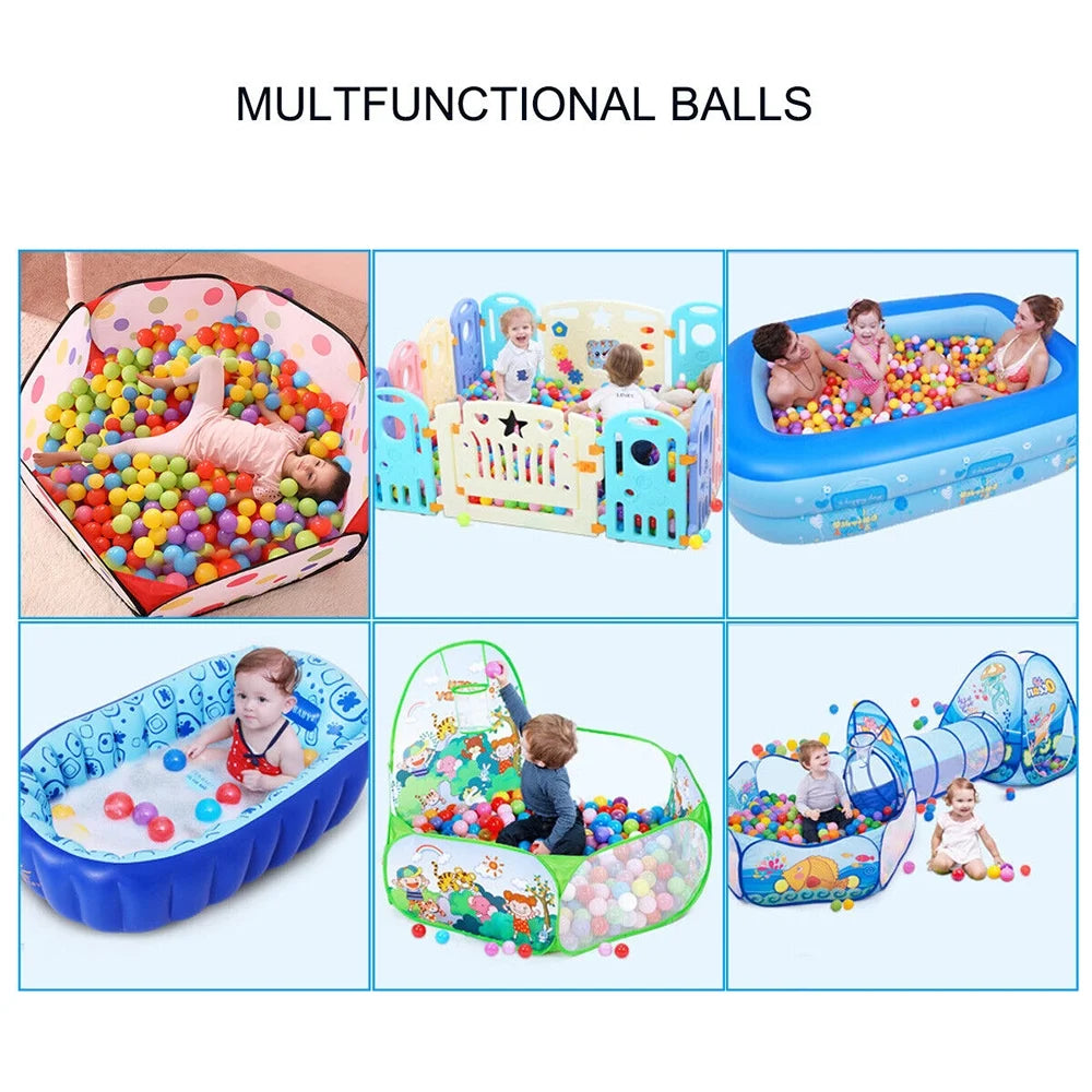 100 Pcs Plastic Ball Pit Balls with Storage Mesh Bag, Crush Proof Ocean Balls A288090