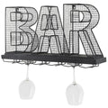 Wall Mounted Wine Glass Holder and Cork Holder Holds 6 Wine Glasses J457657
