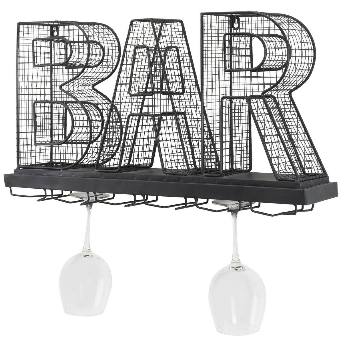 Wall Mounted Wine Glass Holder and Cork Holder Holds 6 Wine Glasses J457657