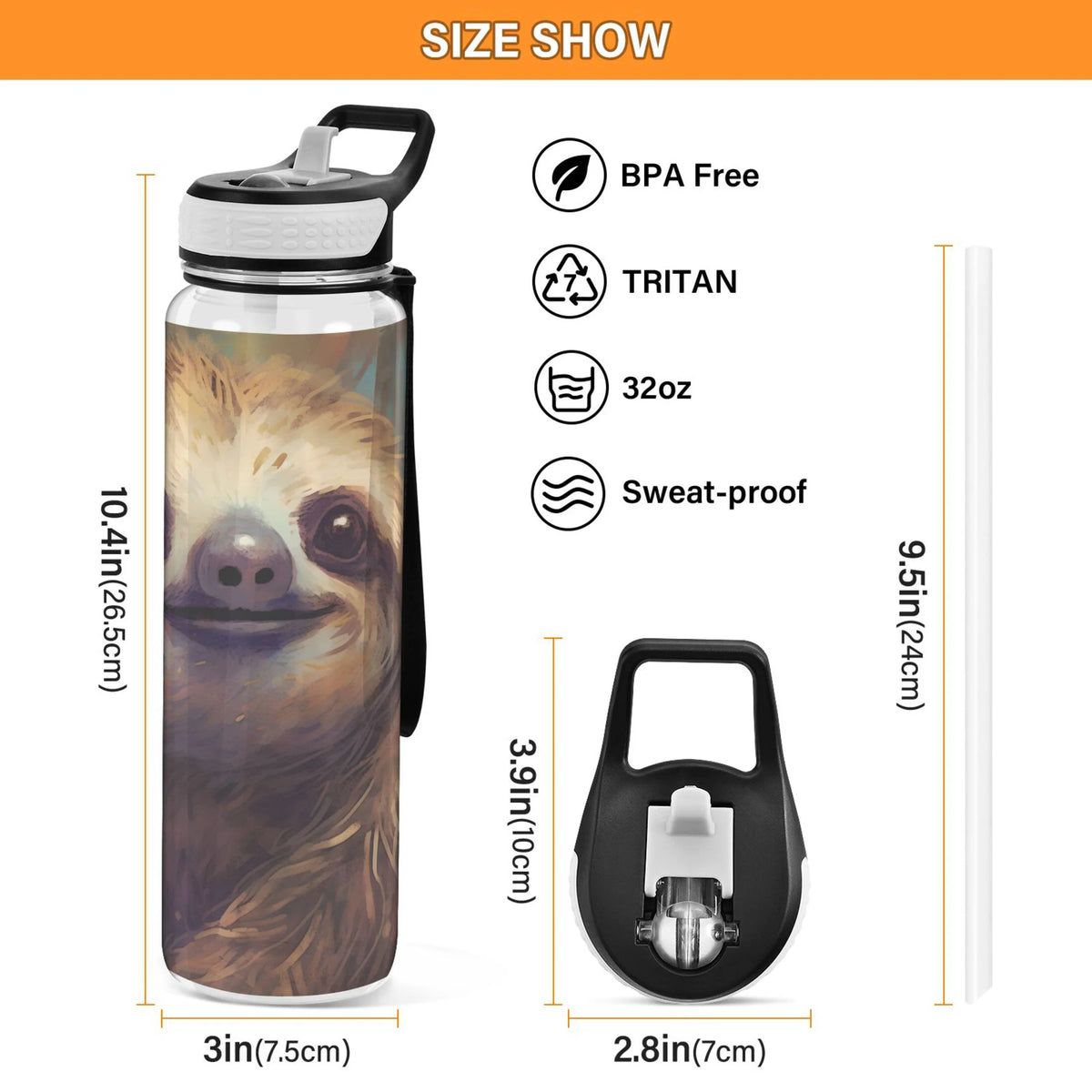 32oz Tritan Leakproof Clear Water Bottle with Straw L23350