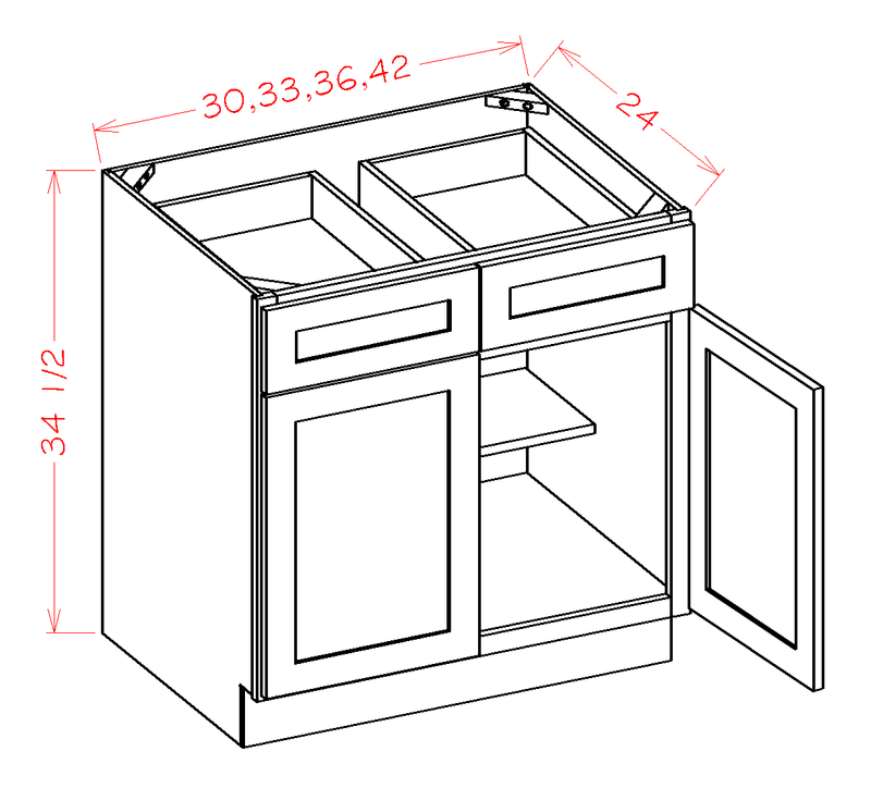 White 2 Doors 2 Drawers 1 Shelf Base Cabinet I3992