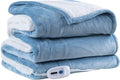 Blue 62 x 84 Electric Sherpa/Fleece Reversible Heating Blanket Throw Y2643