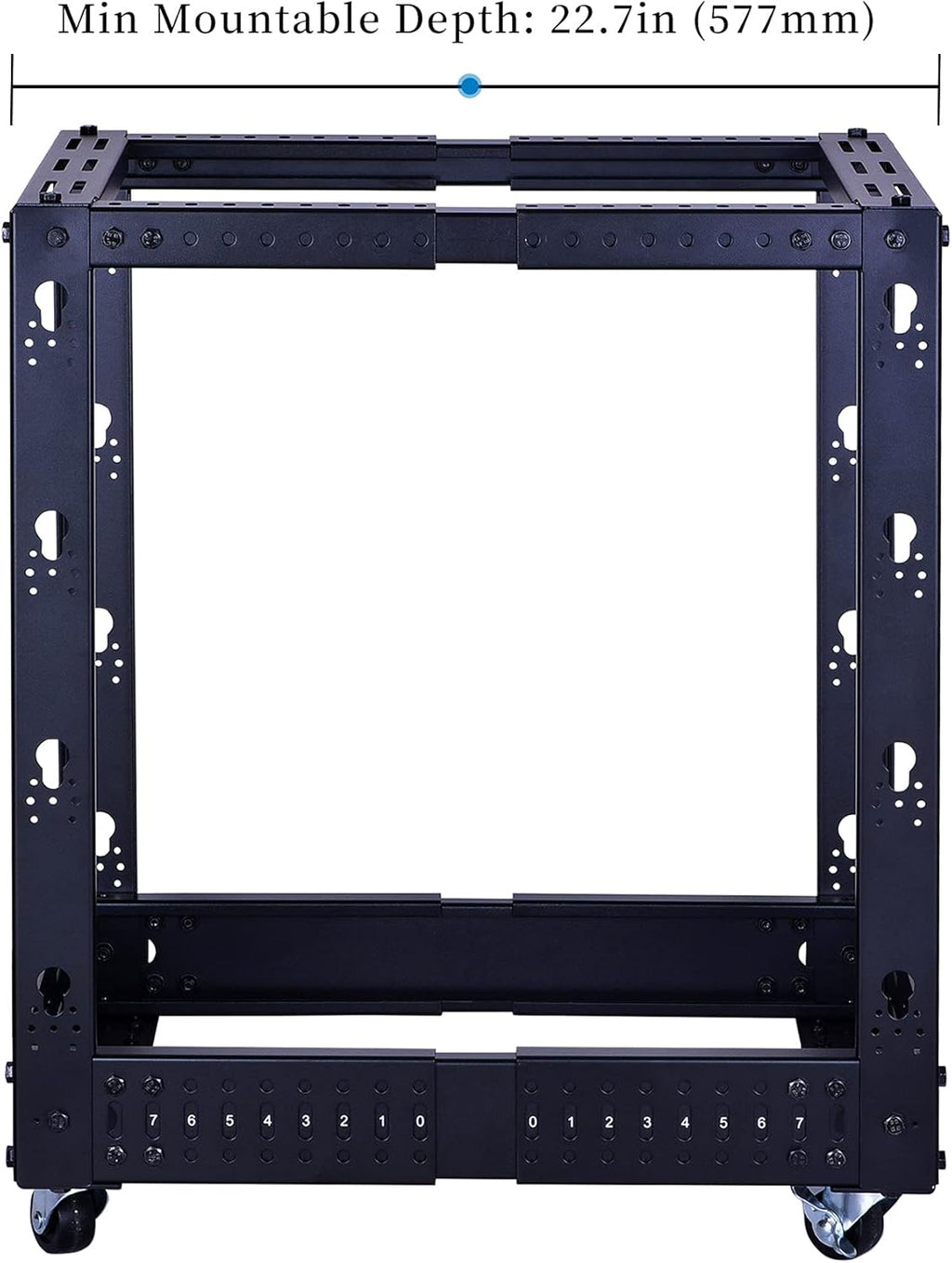 12U Open Frame Server Rack, Heavy Duty 4 Post Adjustable Depth with Casters N357825