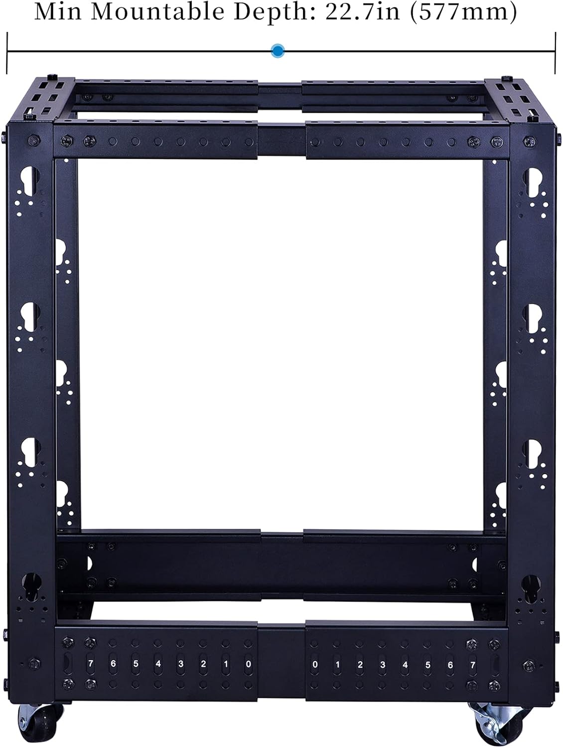 12U Open Frame Server Rack, Heavy Duty 4 Post Adjustable Depth with Casters N357825