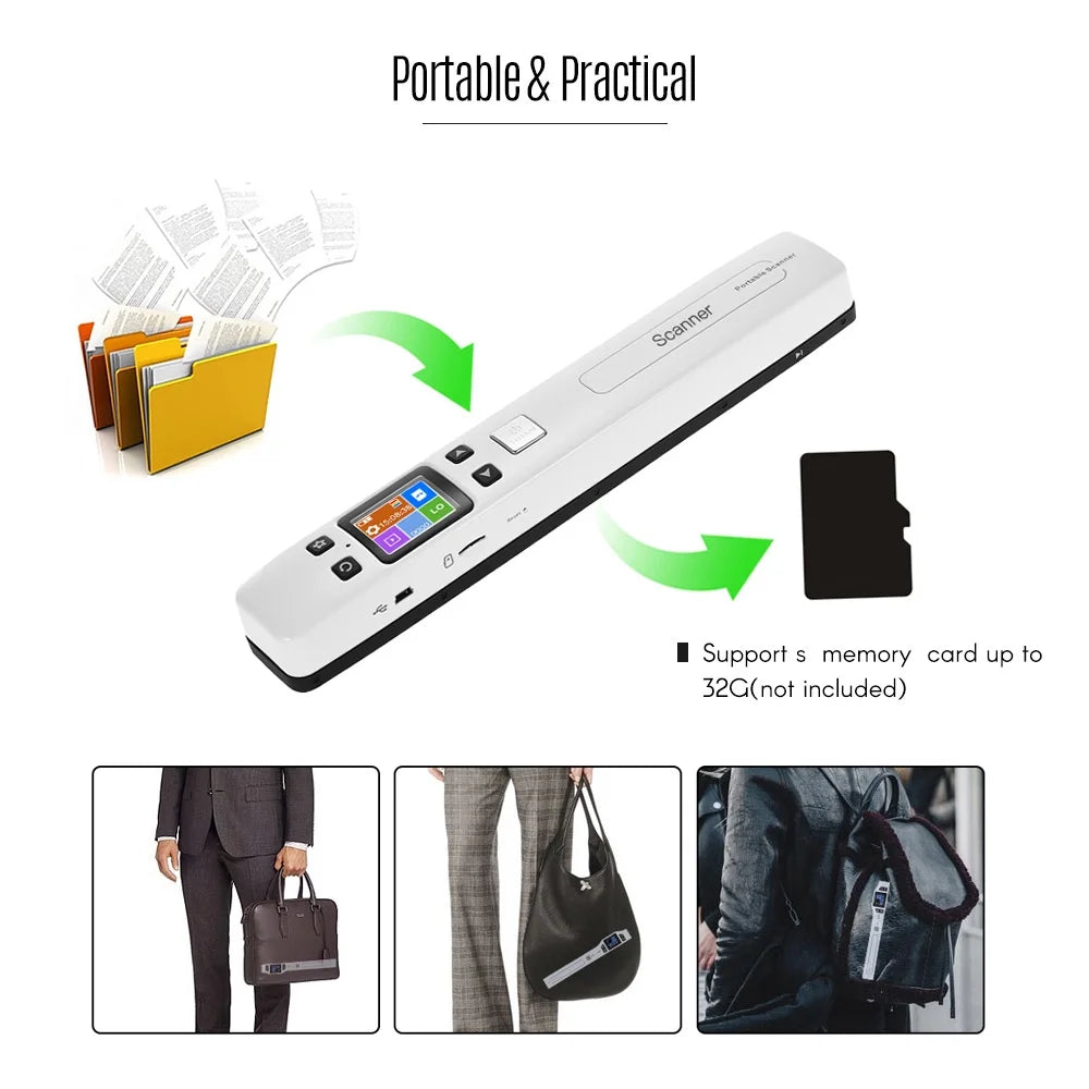 Portable Wand Document Scanner A4 Size 1050DPI LCD Display G315914