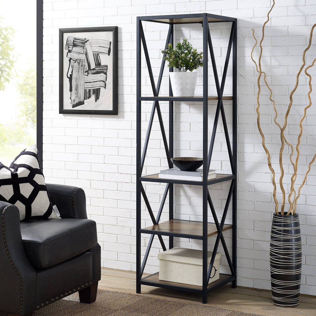 Rustic Oak Tower Bookshelf V132845