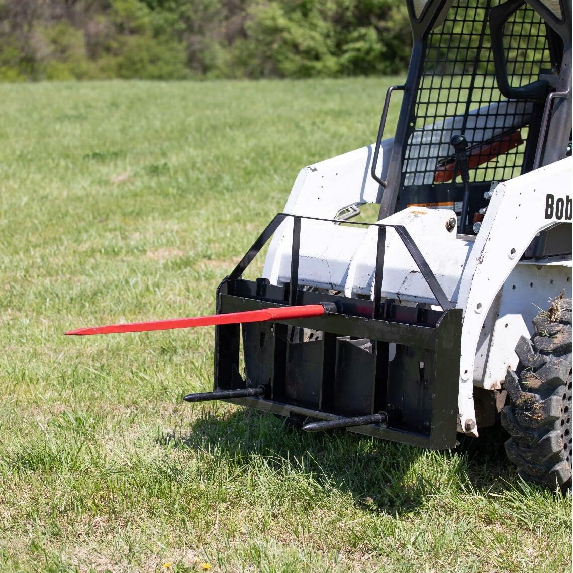 Skid Steer Hay Frame Attachment with 43" Hay Spear and Stabilizers, 4,000 LB S197