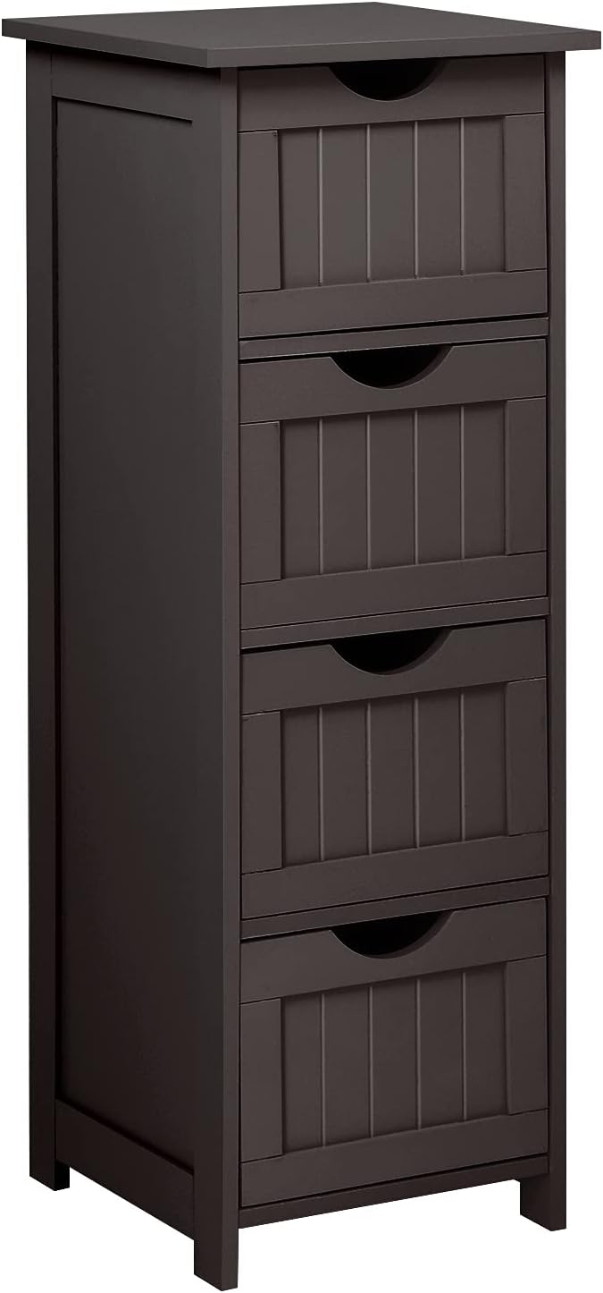 Espresso Wooden Bathroom Storage Cabinet with 4 Drawers A846