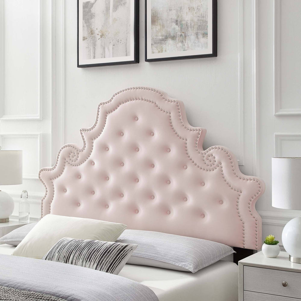 Tufted Dusty Rose Performance Velvet Twin Headboard S33865