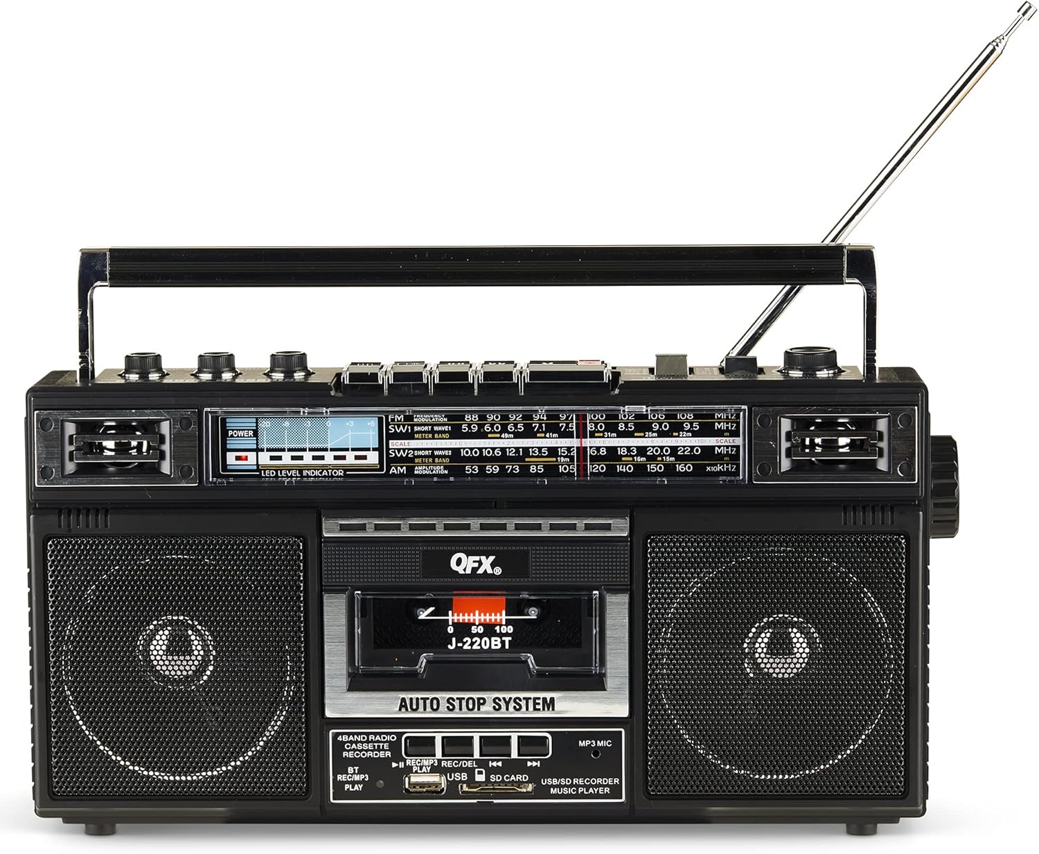 Cassette Player/Recorder Boombox with Bluetooth, Dual 3” Speakers, Pack of 2 F696341