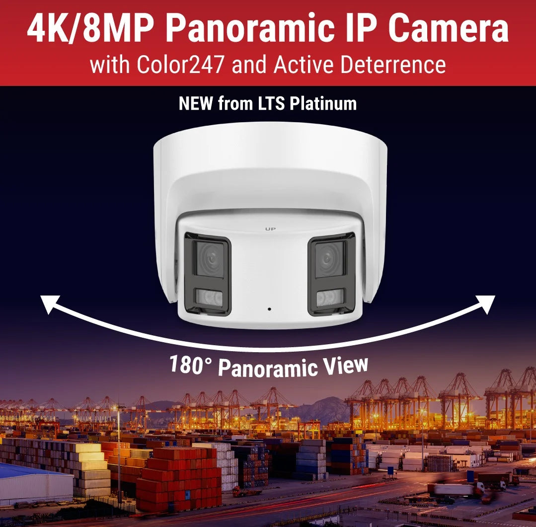 8MP 180 Panoramic Full Color Turret Dome Camera U8455
