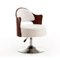 White and Polished Chrome Faux Leather Swivel Accent Chair J4669