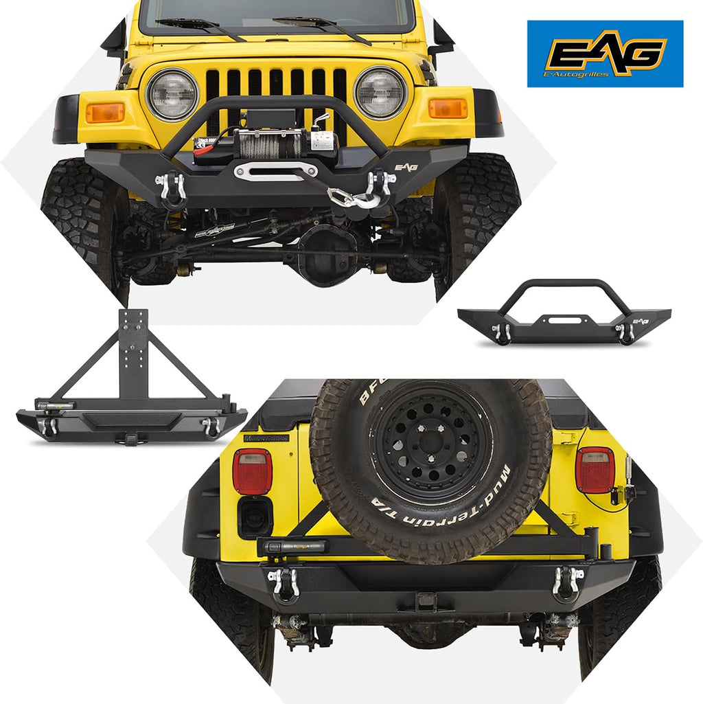 Rear Bumper with Tire Carrier & Front Bumper with LED Lights Bumper Combo P268026