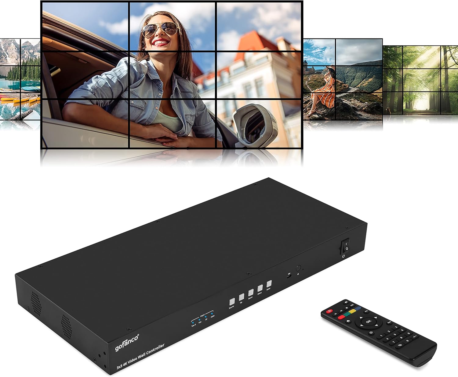 Video Wall Controller and Processor with 4K 30Hz, HDMI, USB-C, DP, VGA, 25 Display Modes G93084