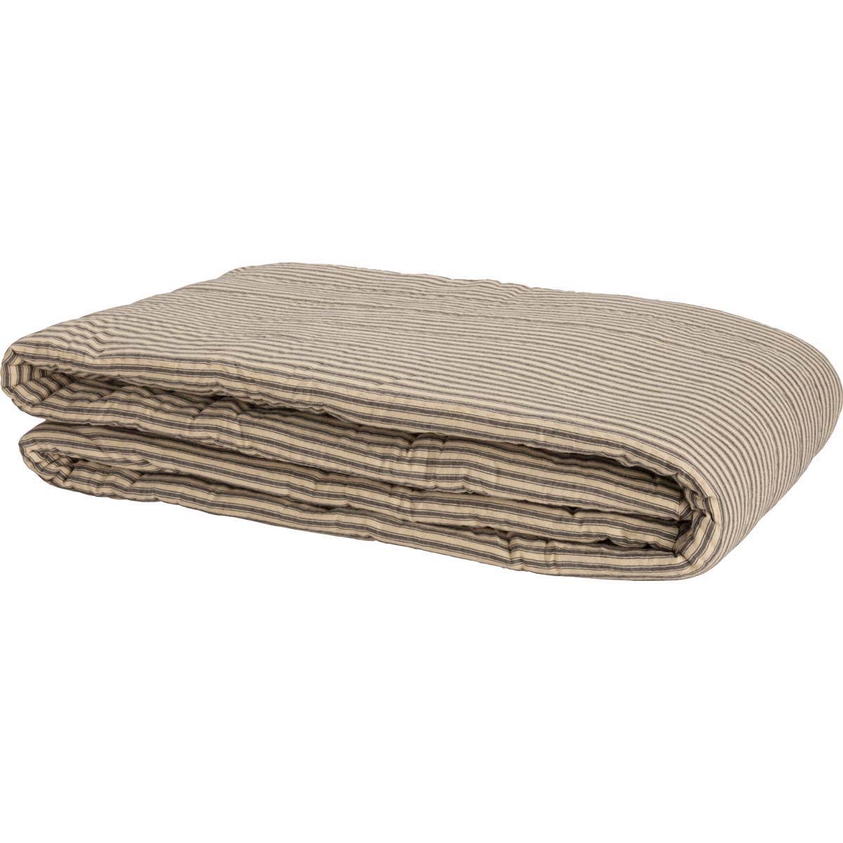 Red Ticking Stripe California King Quilt Coverlet X5743