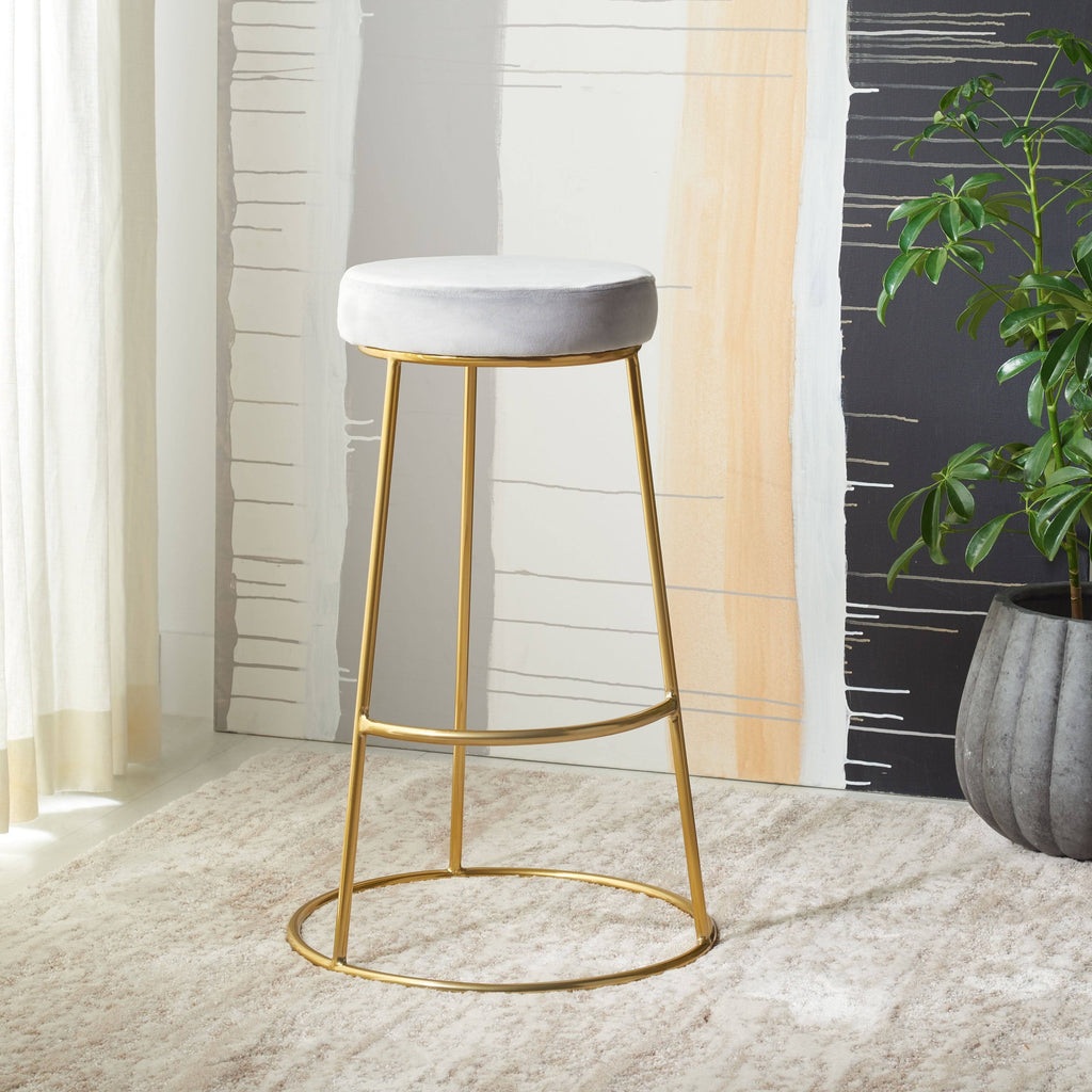 Dusty Blush / Gold Round Bar Stool H14717