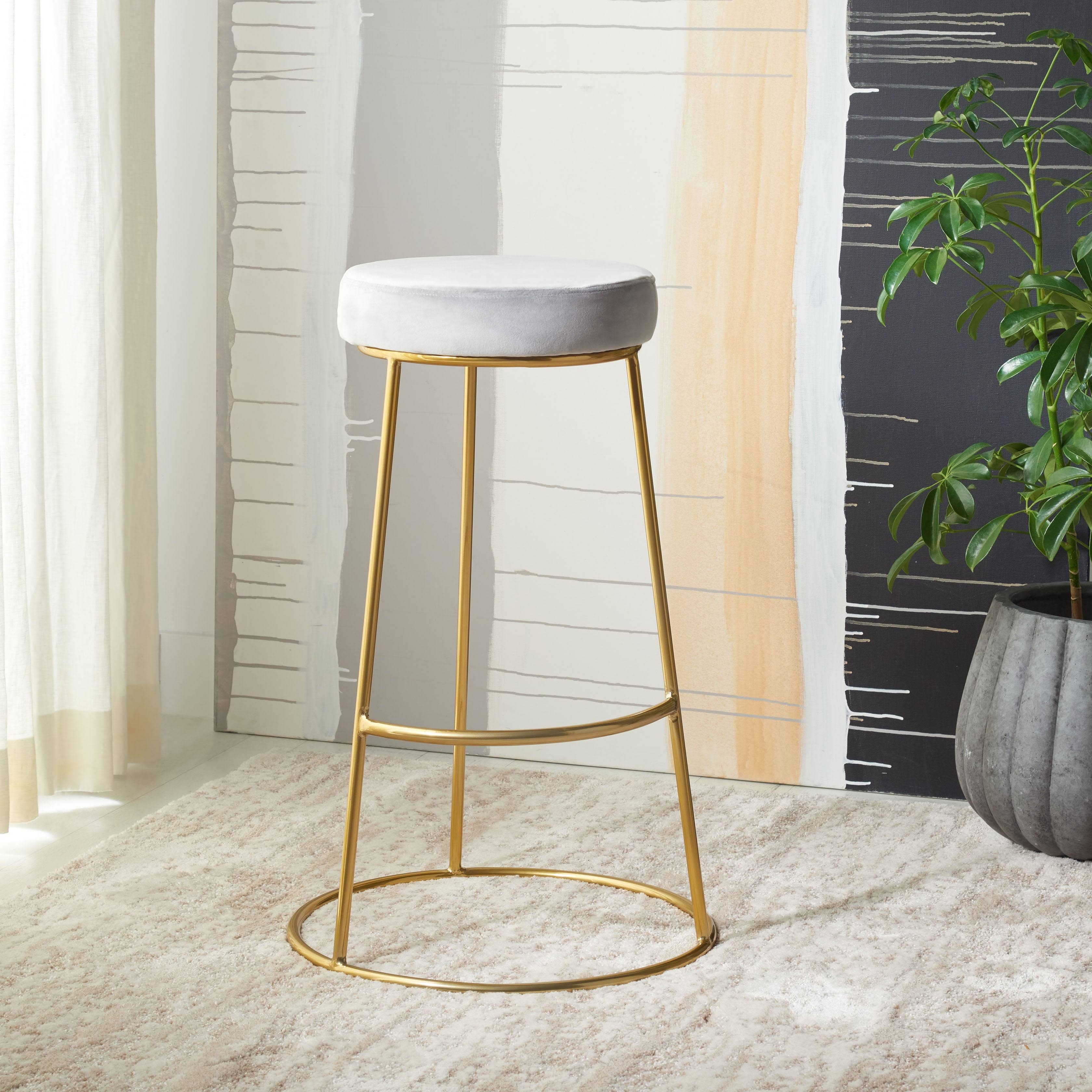 Dusty Blush / Gold Round Bar Stool H14717