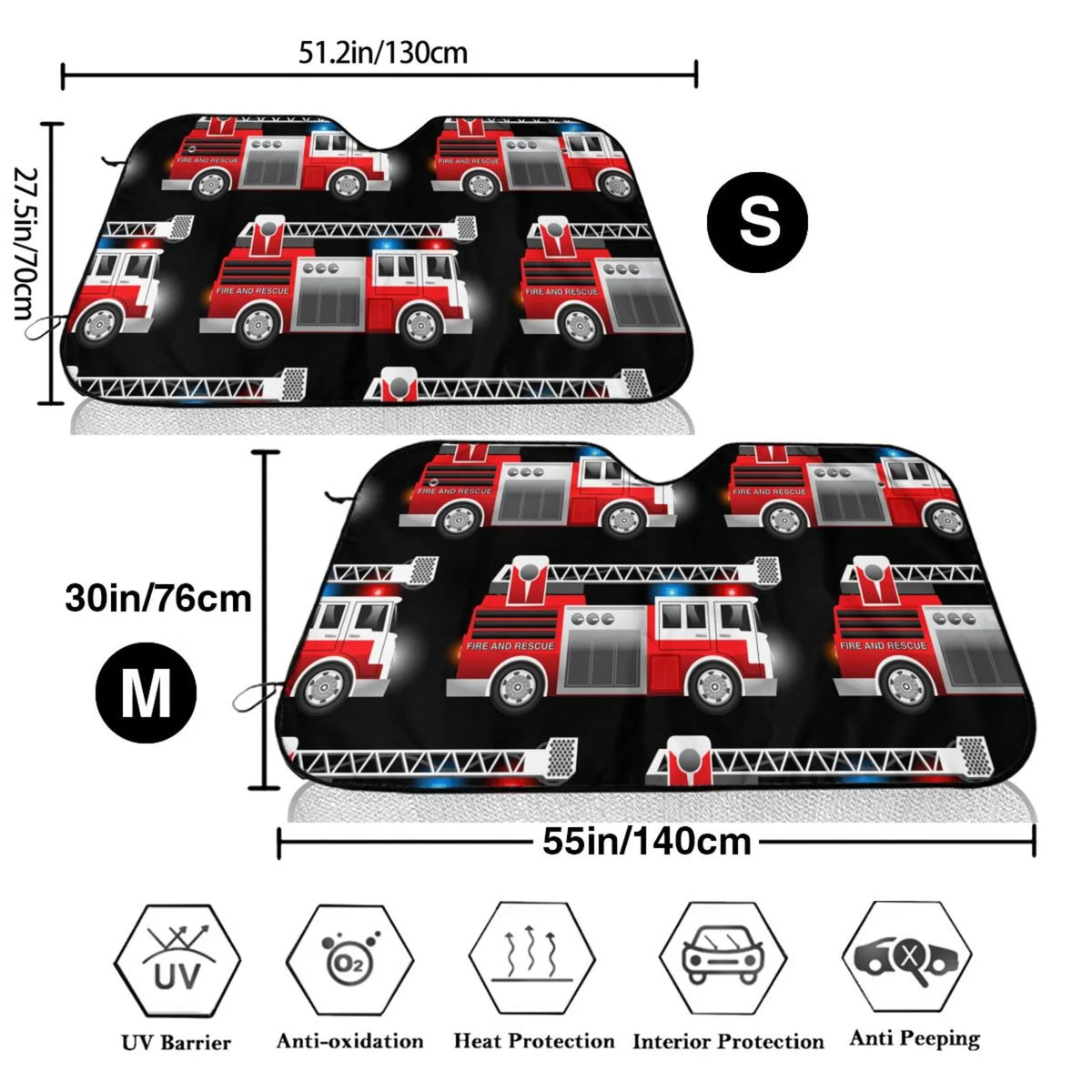 Medium Fire And Rescue Truck Windshield Sun Shade X96030