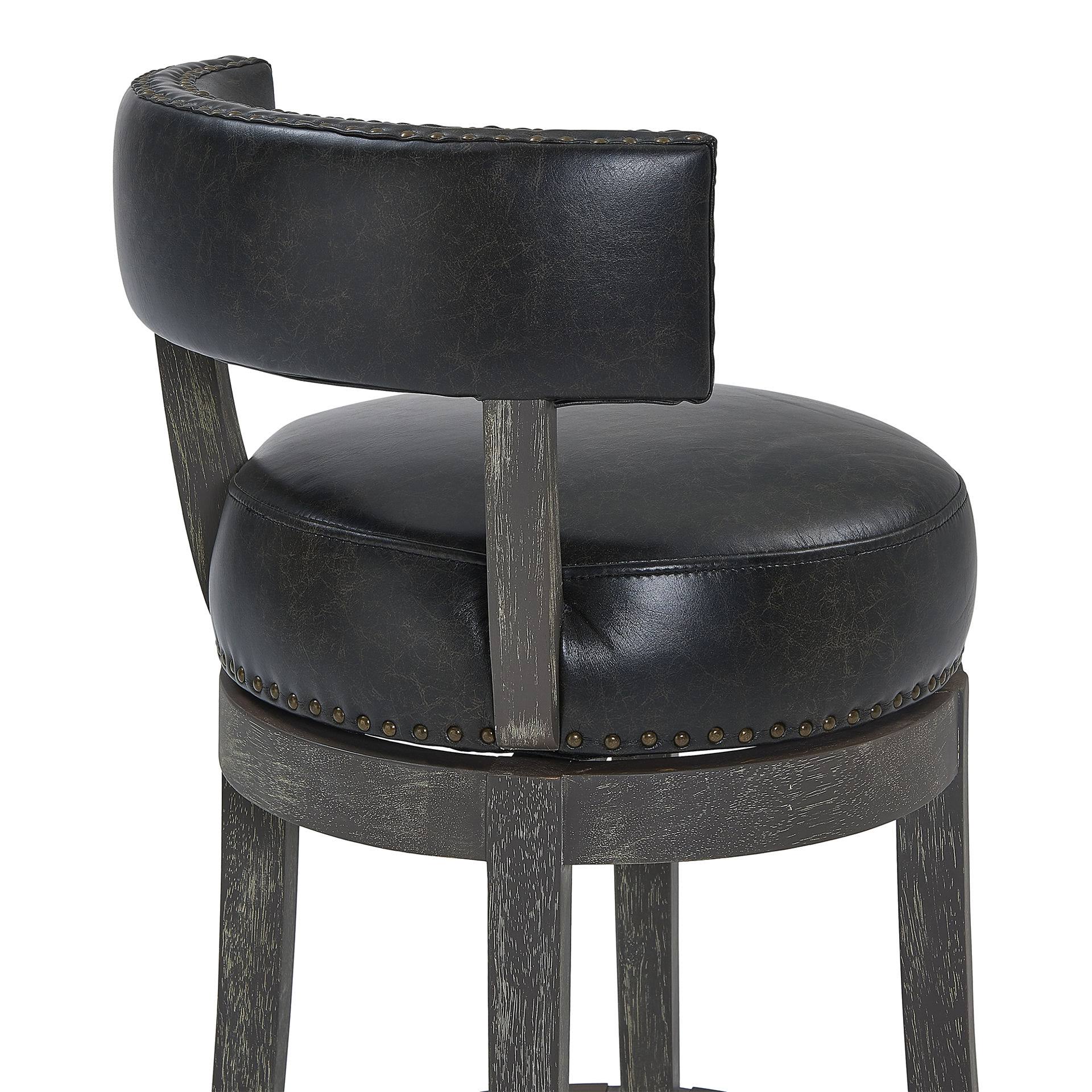 Onyx Faux Leather Wood Swivel Barstool Y54084