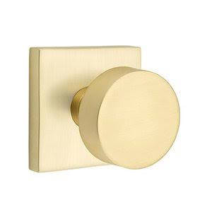 Half Dummy Round Door Knob and Square Rose in Satin Brass X143