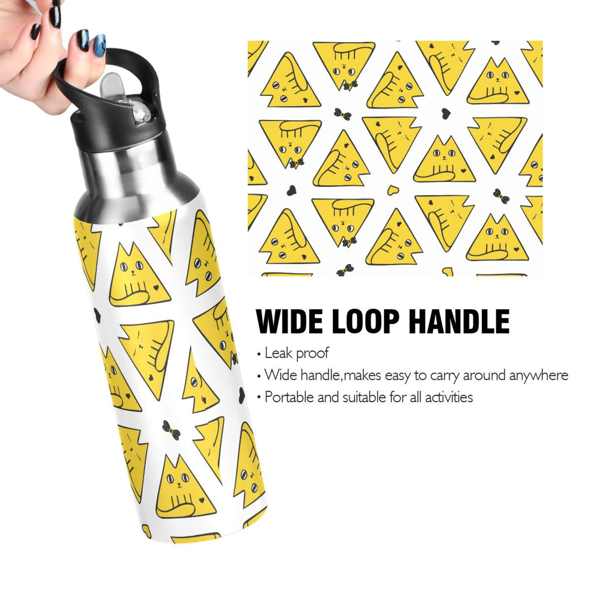 20 OZ Stainless Steel Vacuum Insulated Water Bottle with Straw Lid H786019