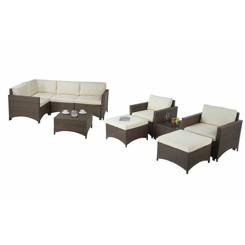 Modular Sectional Sofa with Armchairs, Coffee Table and Ottoman H193724