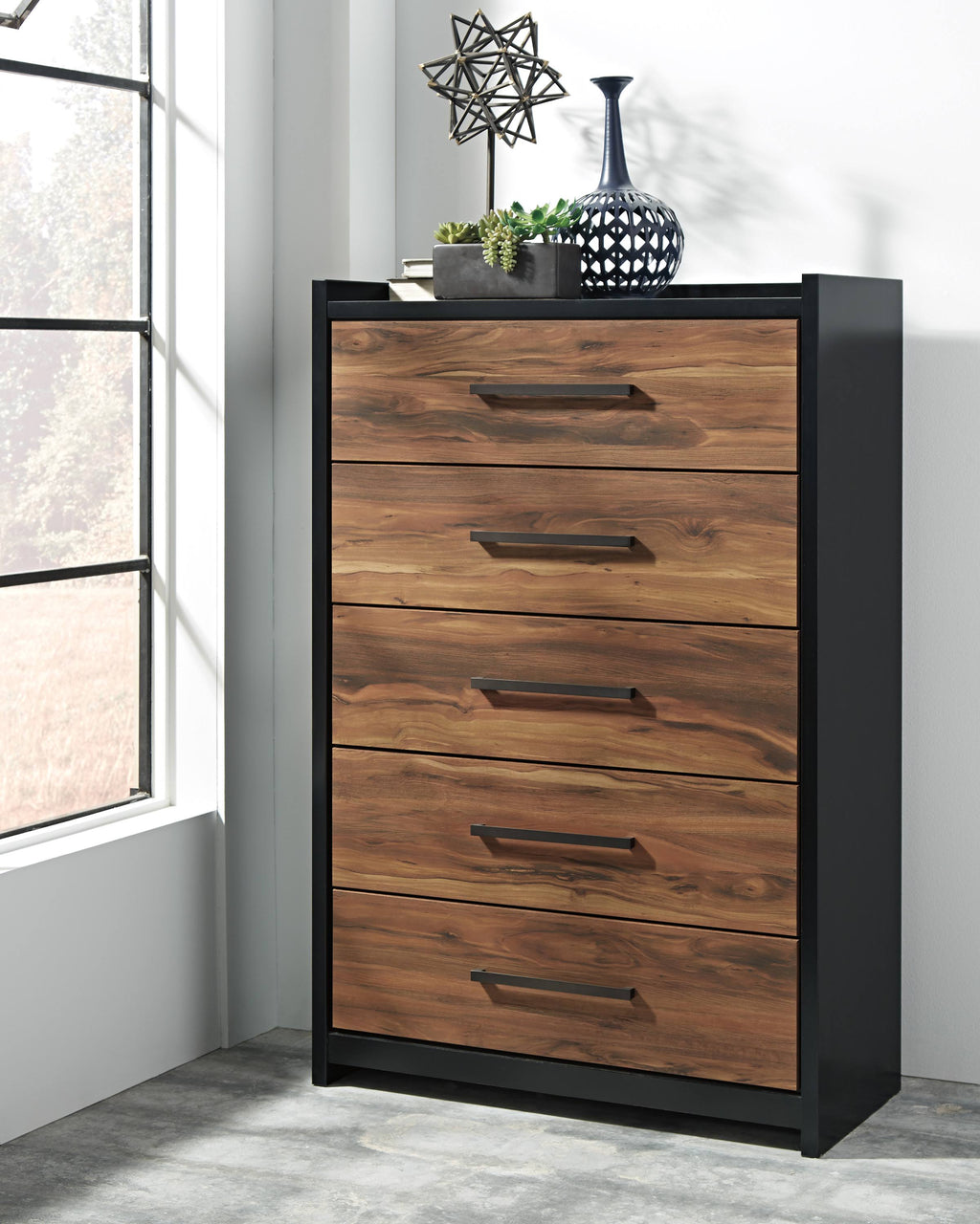 Black Five Drawer Chest R1515