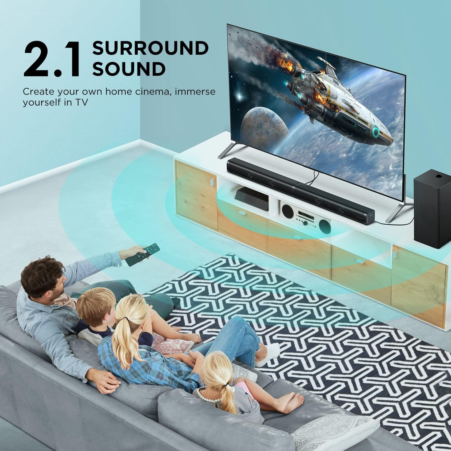 2.1 Slim Sound Bar with Subwoofer M54913