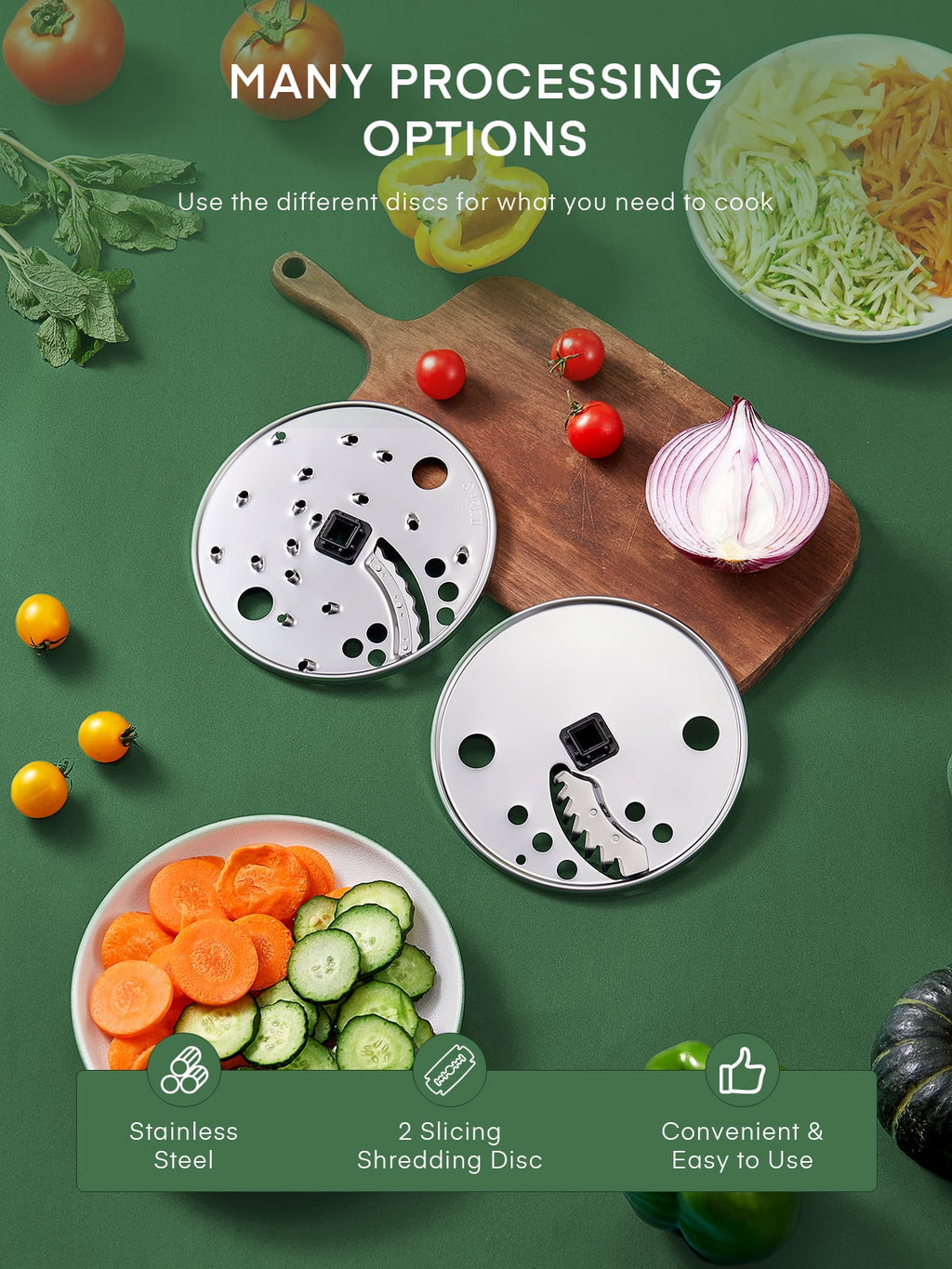 8-Cup Food Processor & Vegetable Chopper with 6 Functions A345