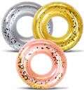 Silver, Gold, and Rose Gold Inflatable Pool Floats Tube Set of 3 - 36 inch M926501