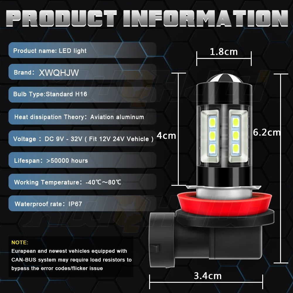 4x H7 LED Headlight High Beam + H11 Fog Light Bulbs N453