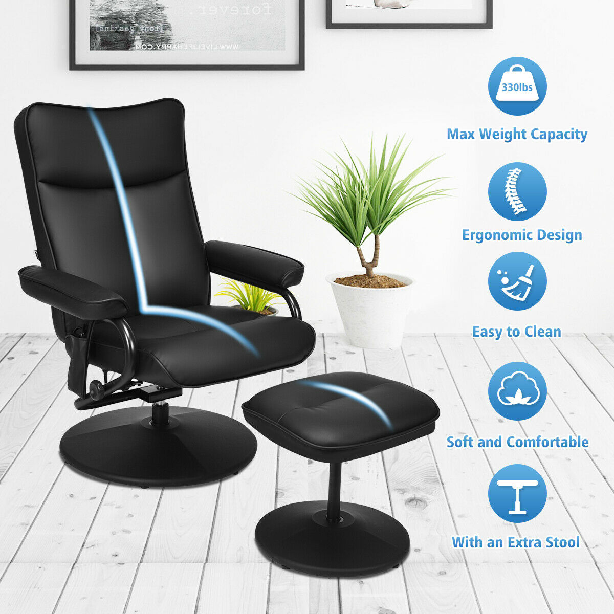 Swivel Massage Recliner with Ottoman R820