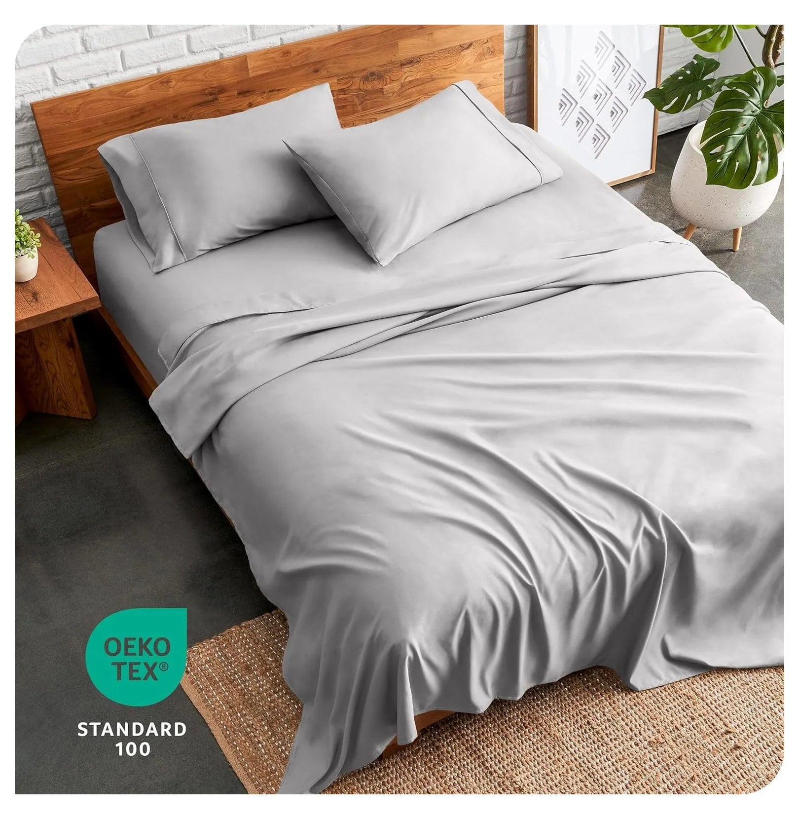 Light Grey 4 Piece Flex King Microfiber Bed Sheet Set T4682