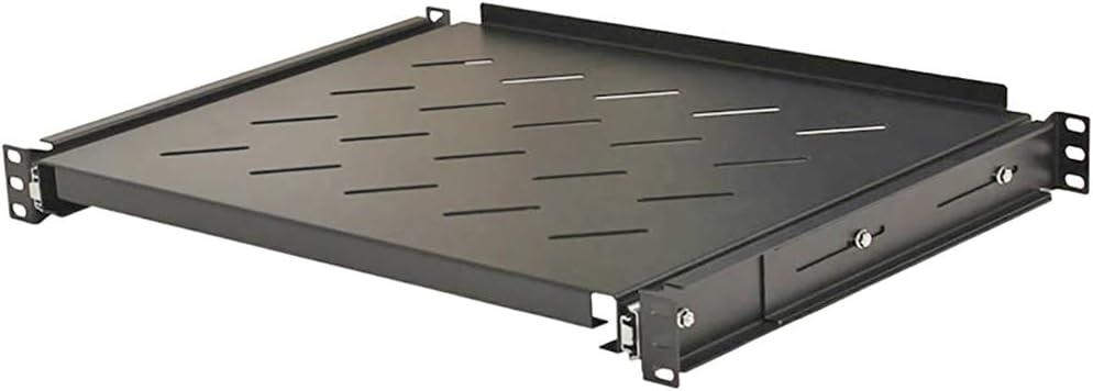 1U 19 Inch 4 Post Rack Mount Vented Server Shelf Set of 2 Black W99673