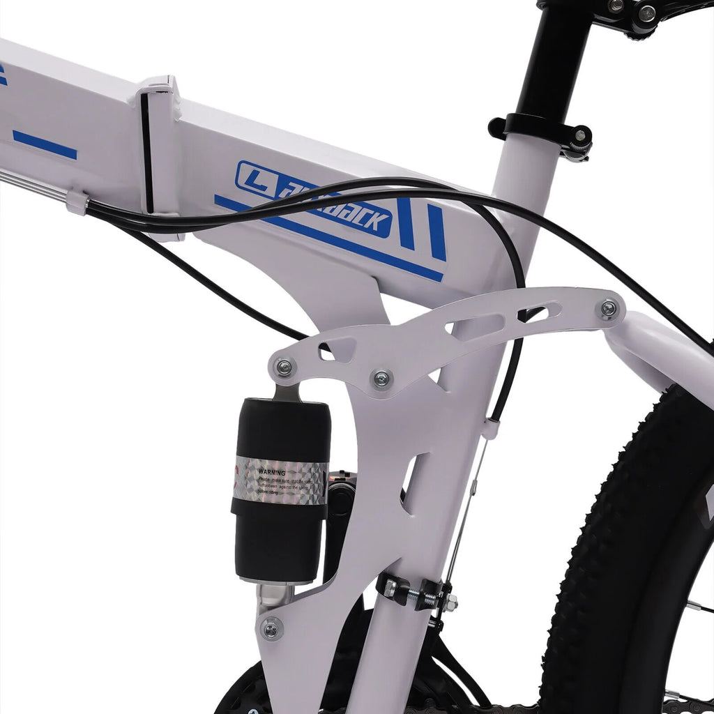 26" 21-Speed Folding Mountain Bike Dual Disc Brake MTB Bicycle J71834
