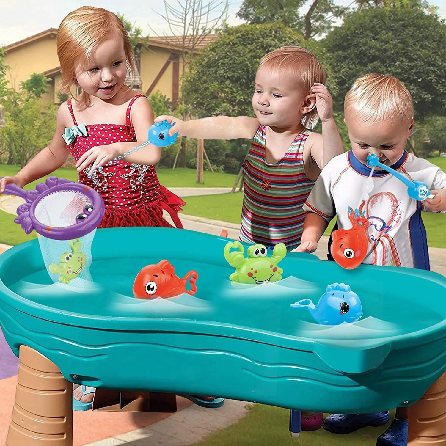 Mold Free Fishing Games Swimming Whales Water Table Pool Bath Toy for Toddlers R182986