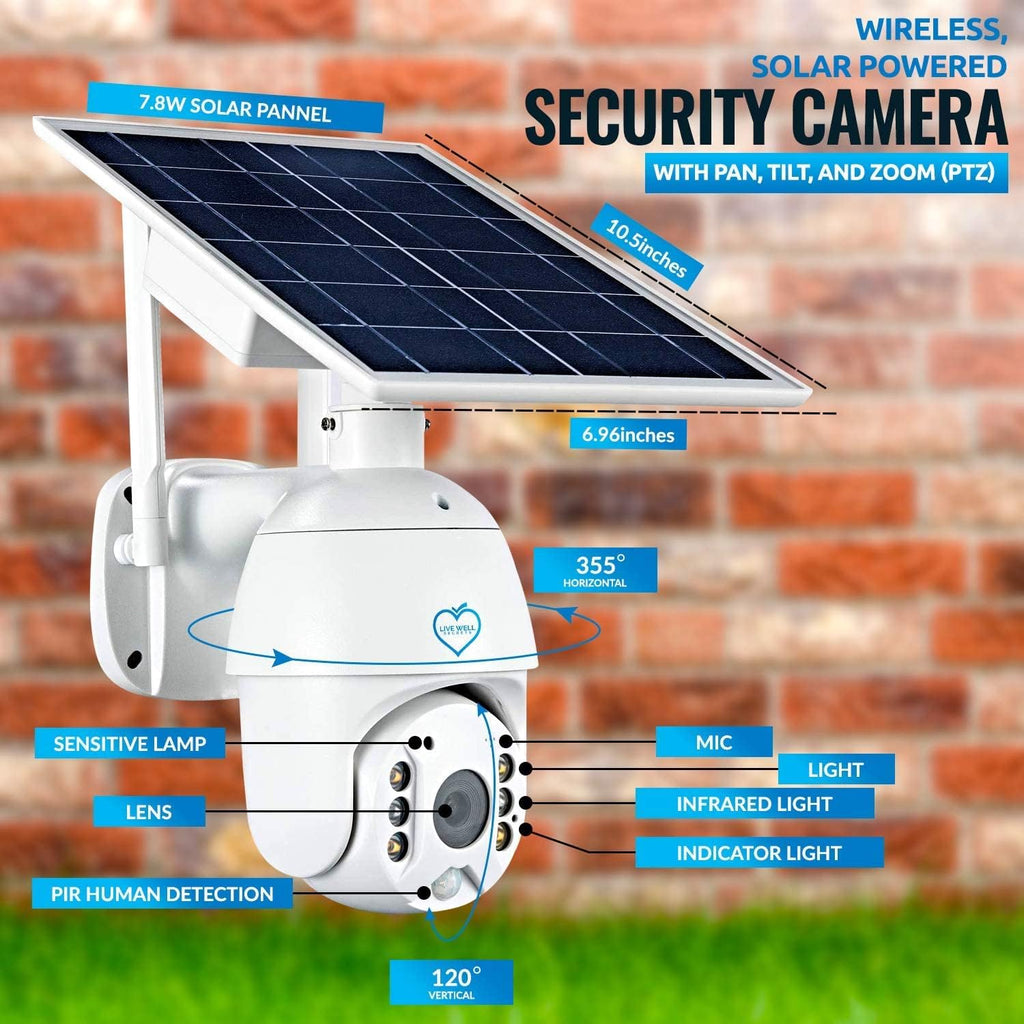 Outdoor Solar WiFi Security Camera with 6 x 18650 Batteries V778