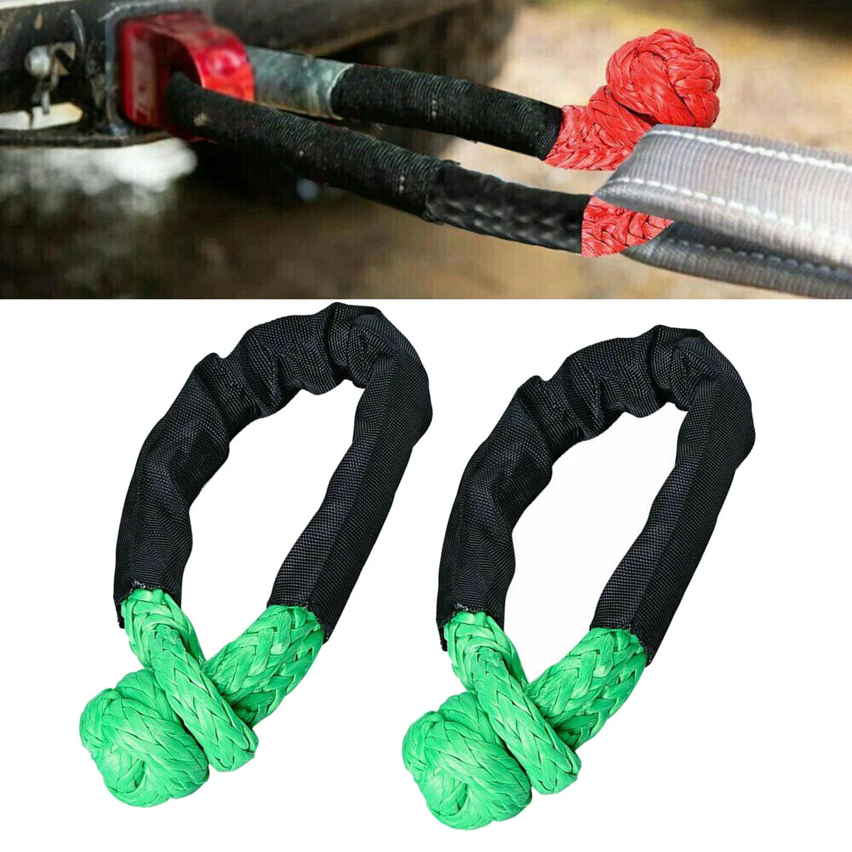Green Synthetic Soft Rope Shackle 38000lbs Breaking Strength 56cm T998498