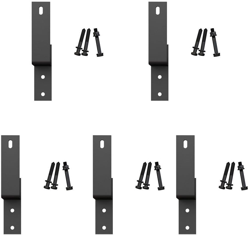 5 Pack Wall-Mount Matte Black Steel Bypass Bracket for Sliding Barn Door Hardware L217779