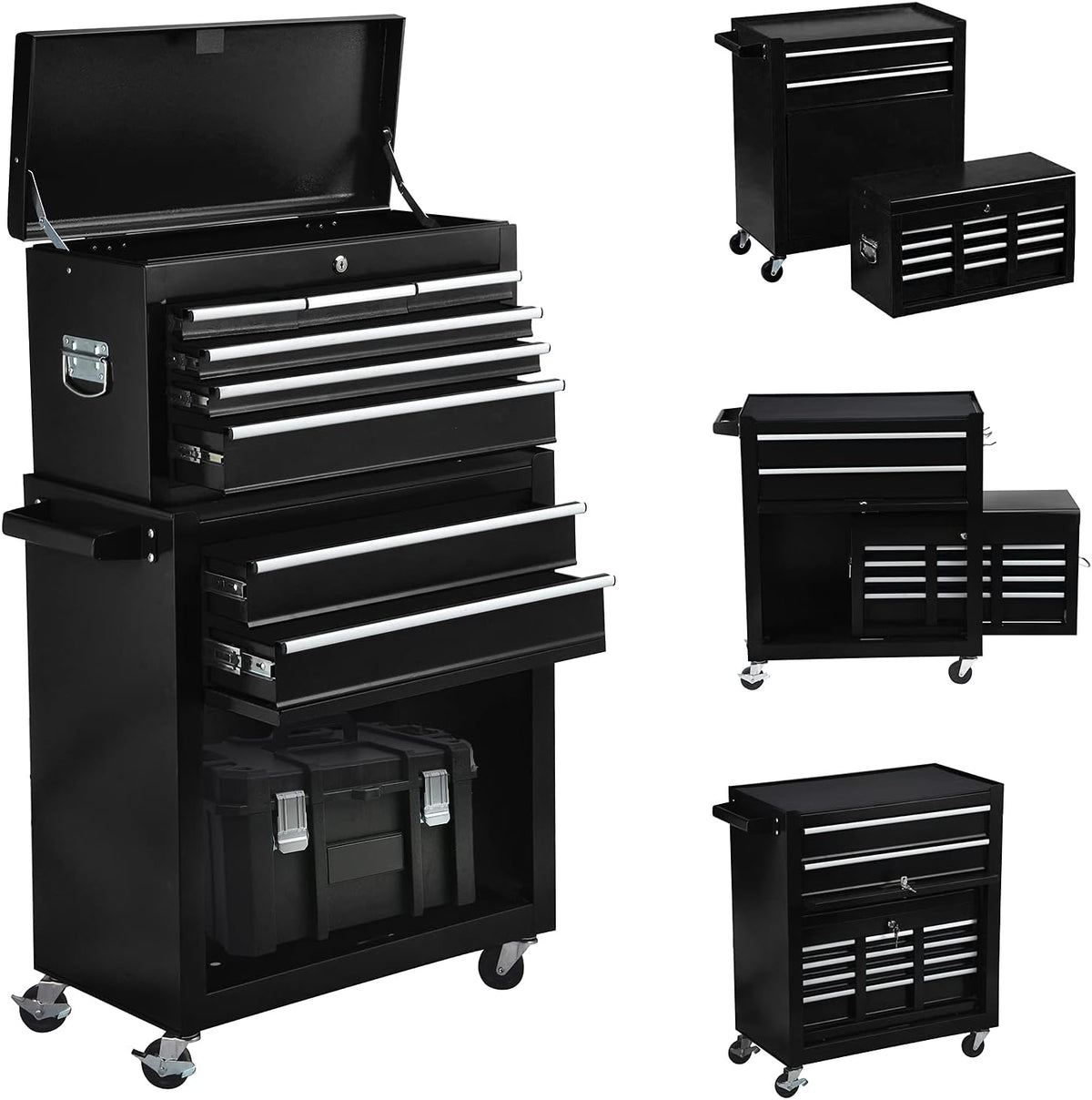 8-Drawer Rolling Tool Chest with 4 Wheels and Lock L408586