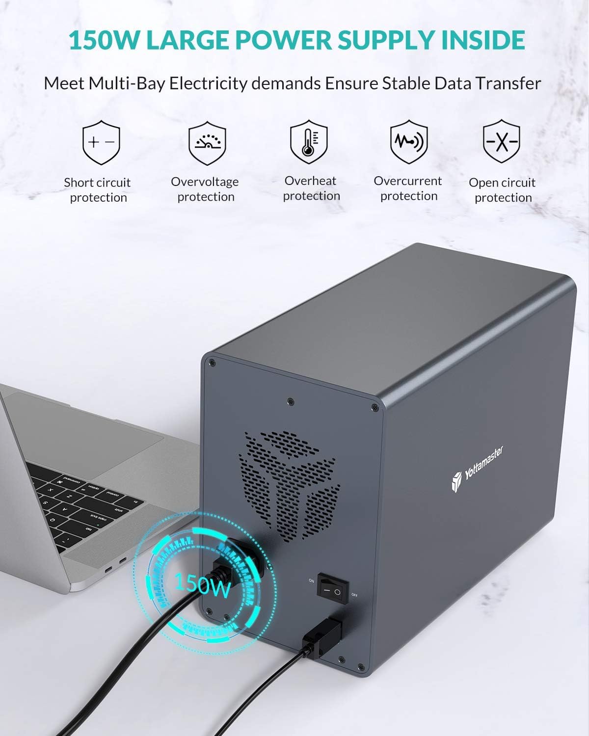 5 Bay Aluminum Alloy USB3.0 External Hard Drive Enclosure J416