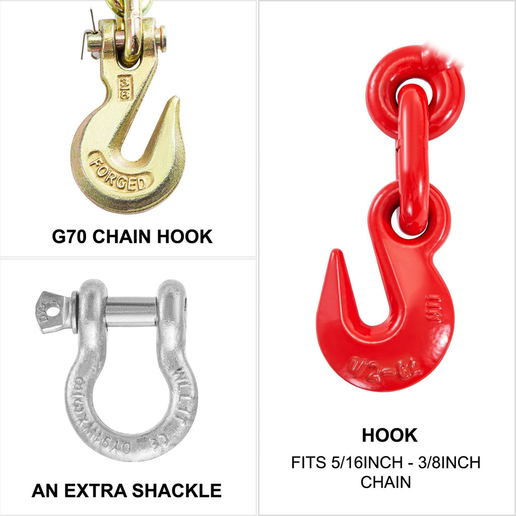 Chain and Binder Kit 3/8in-1/2in with Ratchet Binders and G70 Hooks B837899